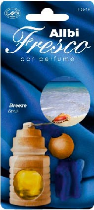 Ароматизатор подвесной жидкий флакон стекло/дерево Alibi Fresco Бриз FS-16 (1/12)