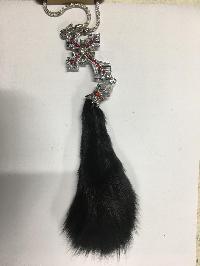 Подвеска салонная ХВОСТ (норка) Черная, Крест/стразы, серебро, шт.    556-BK/ 010
