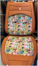 Чехлы экокожа, салон, коричневый + тканевая цветная вставка YA C16 (к-т 4 шт)   , к-т