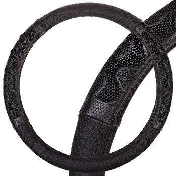 Оплетка экокожа комбинированная, вставки Соты, Racer-2, М (37-39 см), Черная, шт. SKYWAY S01102419