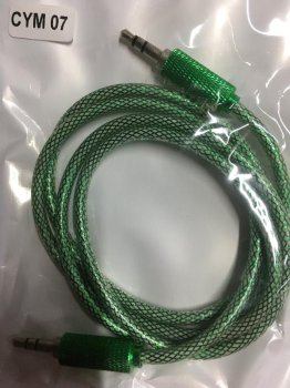 Кабель AUX (mini jack 3.5 mm) стальной штекер, тканевая оплетка, L 3м, черный