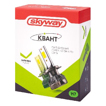 Лампа (LED аналог ксенона) H 7 (MINI) 12V 13W 6000K 1500Lm PX26d КВАНТ (2 шт), к-т  SKYWAY S08701009