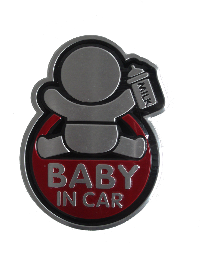 Наклейка дюралевая BABY in CAR овальная, красный