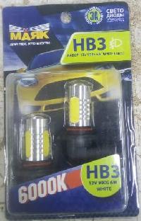 Светодиодная лампа HB3 12V (9005) WHITE (12 HB3 6W) (2 шт.), к-т  Маяк