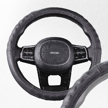 Оплетка кожа гладкая рельефная Real-3, M (37-39 см), Черная SKYWAY S01108005  (1/25)