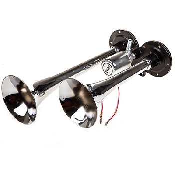 Сигнал воздушный 12/ 24V 2 рожка, L 220/290мм,120dB, компрессор, хром  SKYWAY S07601019/ 65 (1/10)