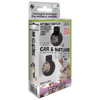 Ароматизатор подвесной жидкий флакон стекло/дерево Car&Nature, Ветка сакуры (2х3мл),CNL-17, к-т