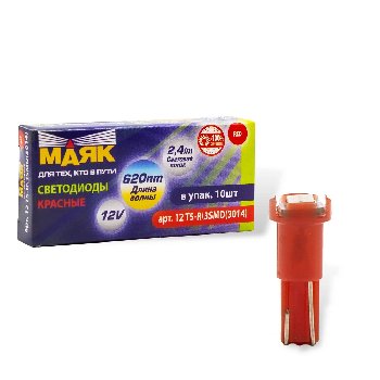 Светодиод T 5 12V RED 3SMD W2,0x4,6D(Маяк) (12T5-R\3SMD)