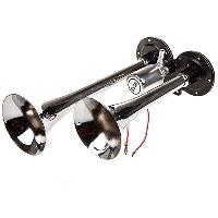 Сигнал воздушный 12V 2 рожка, L 220/290мм,120dB, компрессор, хром  SKYWAY S07601019/ 65 (1/10)