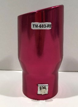 Насадка на глушитель d60D75L150мм, косой выход, округлый край, красный металлик TM-683-RB
