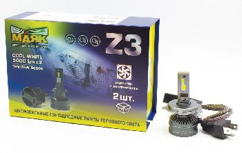 Лампа (LED аналог ксенона) H 4 12V 55 W 6000К 5000Lm P43T WHITE (2шт), к-т,Mаяк (Z3/H4/55W/6000K)