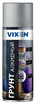 Грунт алкидный универсальный, 520 мл, спрей, СЕРЫЙ, VX21002 VIXEN (уп.12шт)