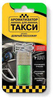 Ароматизатор подвесной жидкий флакон стекло/дерево Такси Добрый пассажир, 4 мл TB-T2, DL (уп 16шт)