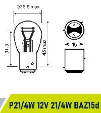 Лампа 12V 21W/ 4W BAZ15d Маяк ORIGINAL PRO OEM 01214/10, шт.  (уп 10 шт)  двухконтактная