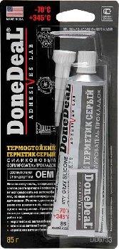 Герметик прокладка термостойкий силиконовый серый ОЕМ,  85 g. DONE DEAL  DD6733  (уп.12 шт.) 