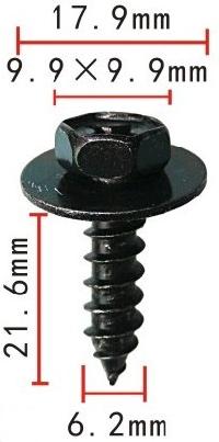 Саморез с шайбой d-6,2мм, L-21,6мм, ключ 10мм (H2007), черный (уп.100шт), шт