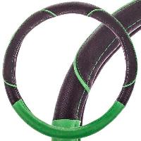 Оплетка экокожа комбинированная Combo-4, M (37-39 см), Черная /Зеленая  SKYWAY S01102393