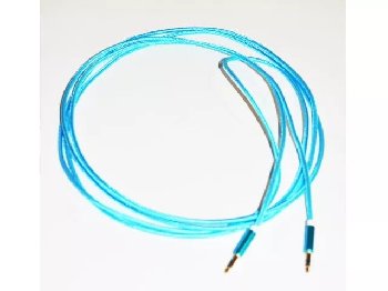 Кабель AUX (mini jack 3.5 mm) стальной штекер, тканевая оплетка, L 3м, синий 