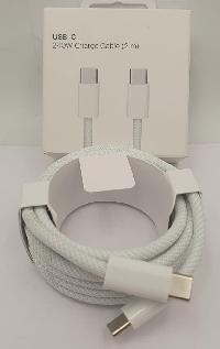 Кабель Type-C/ Type-C, L 2м, 240Вт, тканевая оплетка, белый USB-C