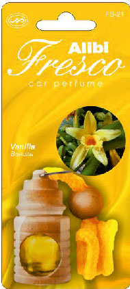 Ароматизатор подвесной жидкий флакон стекло/дерево Alibi Fresco Ваниль FS-21 (1/12)