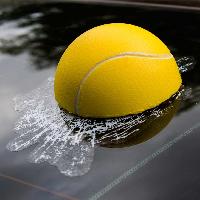 Наклейка 3D-Разбитое стекло 200*260, Мяч Теннисный, цвет Желтый (уп 1шт) S06501009 SW 