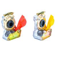 Разъем для шлангов тягач-прицеп ЕВРО (PALM), с клапаном, М16 (желтый+красный), к-т (HH-095-M16)