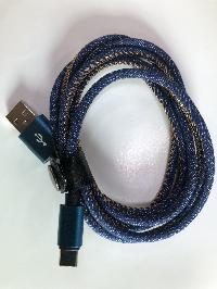 Кабель USB для зарядки Type-C, L 1.5 метра, синяя ткань  