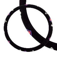 Оплетка вельвет гладкая Glamour-3, M (37-39 см) черная с рисунком Сердечки ECO  SKYWAY 