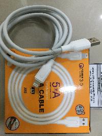 Кабель USB для зарядки iPhone, L 1 метр, 5A, белый,  A910   (1/10)