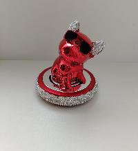 Ароматизатор на панель TM-862 Бульдог в очках, стразы, красный (Романтическая встреча) 