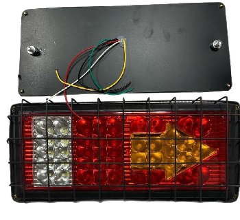 Фонарь задний диодный 42LED 24V, металлический с решеткой, стрелка поворотника, 2 шт, к-т  SQ-B-058