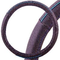 Оплетка экокожа комбинированная Combo-8, M (37-39 см), черная/синяя полоса SKYWAY S01102308