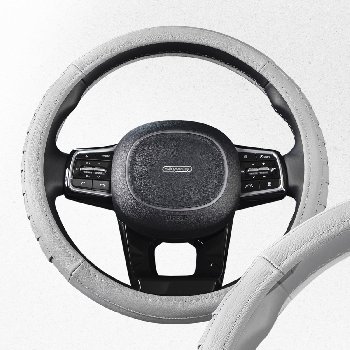 Оплетка кожа гладкая с рельефной вставкой Real-5, M (37-39 см), Серая SKYWAY S01108009  (1/25)