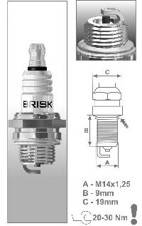 Свеча зажигания BRISK  P17 (инд. уп), шт.  2T GARDEN 3052 