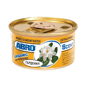 Ароматизатор на панель волокно банка металл ORGANIC Гардения /Gardenia, 42 гр ABRO AS-560-GR (1/24)