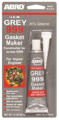 Герметик прокладка силиконовый OEM 999 (без запаха) Серый, 42 g, МИНИ  9-AB-42, ABRO (уп.12 шт.)