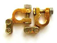 Клемма АКБ МАЛАЯ латунное покрытие, крепление-планка, угловой зажим, к-т  КНР