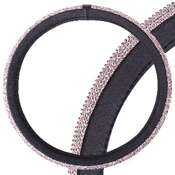 Оплетка экокожа-стразы Crystal-2 M (37-39см) Черная, розовые стразы S01102468
