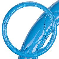 Оплетка экокожа лак Luxury-5, М (37-39 см) Синий океанический, с синей строчкой SKYWAY S01105005