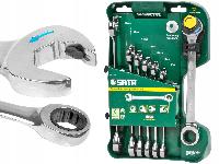 Ключи рожково-накидные с храповиком ( 8 предметов) 8-19 мм, с реверсом, ложемент, к-т  08007А SATA  