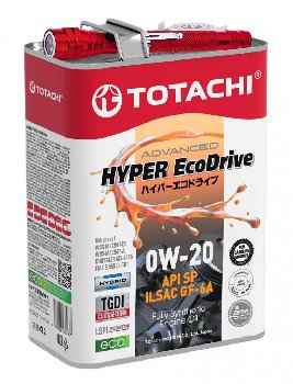 Масло моторное TOTACHI HyperEcodrive 0w20 SP/RC/ILSAC GF-6A (4л) (АКЦИЯ 4 л+фонарик) синт бенз(1/4)