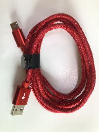 Кабель USB для зарядки Android, L 1.5 метра, красная ткань