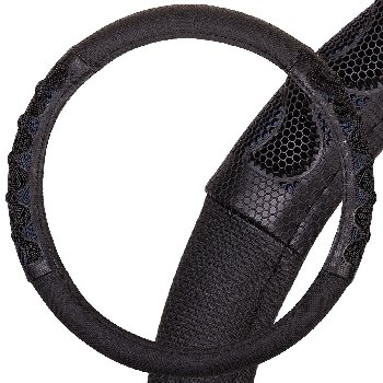 Оплетка экокожа комбинированная, вставки Соты, Racer-2, М (37-39 см), Синяя, шт. SKYWAY S01102418