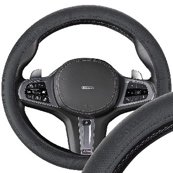 Оплетка кожа гладкая перфорированная Design Real-9 M (37-39 см) Черная SKYWAY S01108019