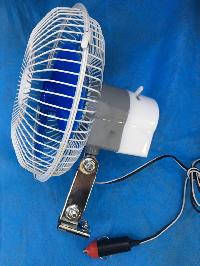 Вентилятор 12V D15см 6", решетка металл белая, кронштейн, штекер прикуривателя, YH-08A