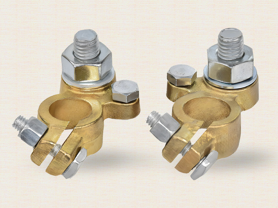 Клемма АКБ латунное покрытие, крепление-болт М10, к-т  KL 065  (Euro type 1) Klemos (1/15)
