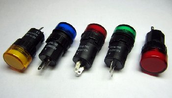 Индикатор круглый диодный цветной 2 контакта д.16 12V  