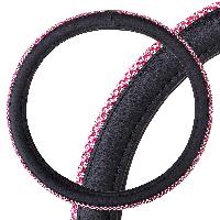 Оплетка экокожа-стразы Crystal-1 M (37-39см) Черная, розовые стразы S01102465 SKYWAY  