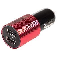 Адаптер прикуривателя 2 USB* 2.4A , Черный/ красный, S02-red  SW 