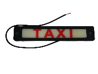 Знак TAXI 4*20мм диодный, керамика, на скотче, белый / красная надпись, шт
